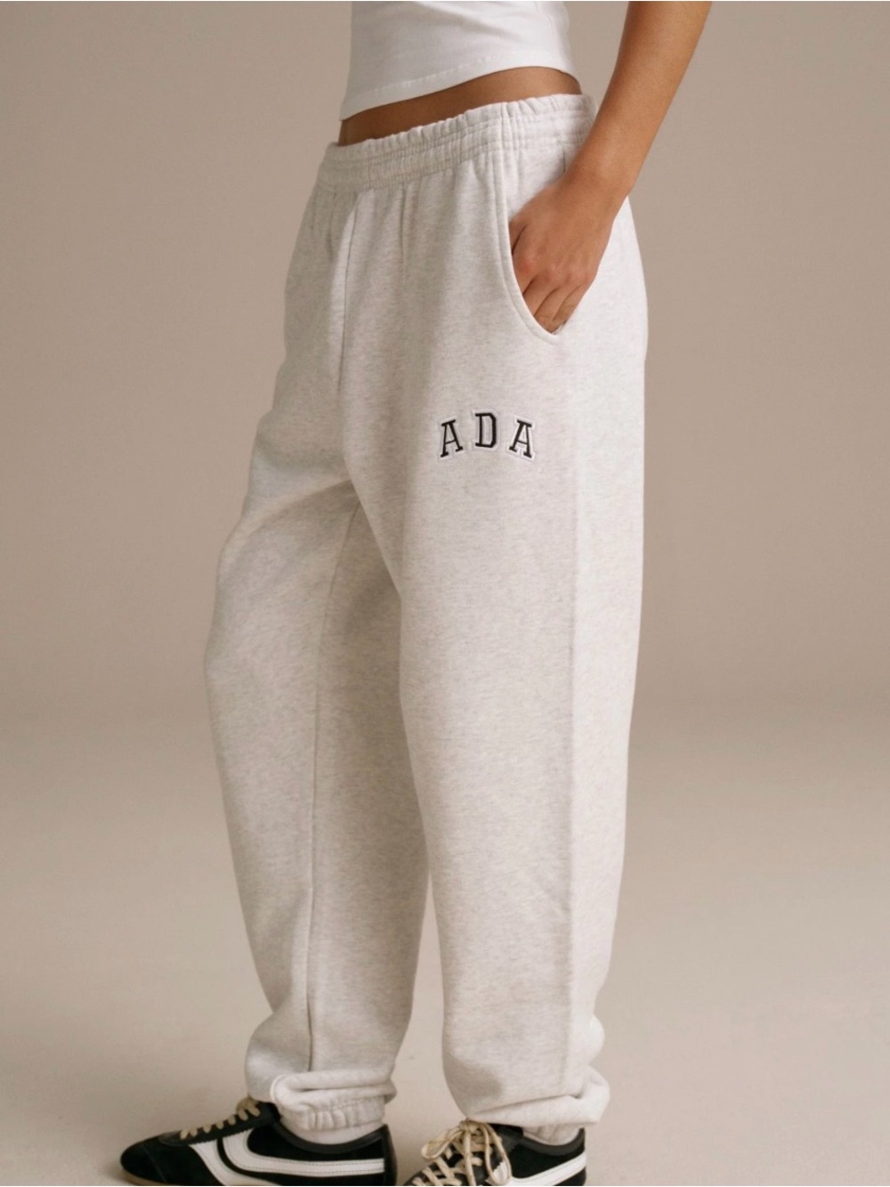 Adanola Light Gray ADA Logo Fleece Joggers Small